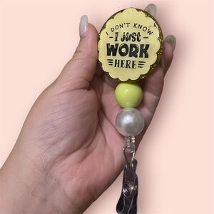 Funny Badge Reel with Yellow and Silver Beads